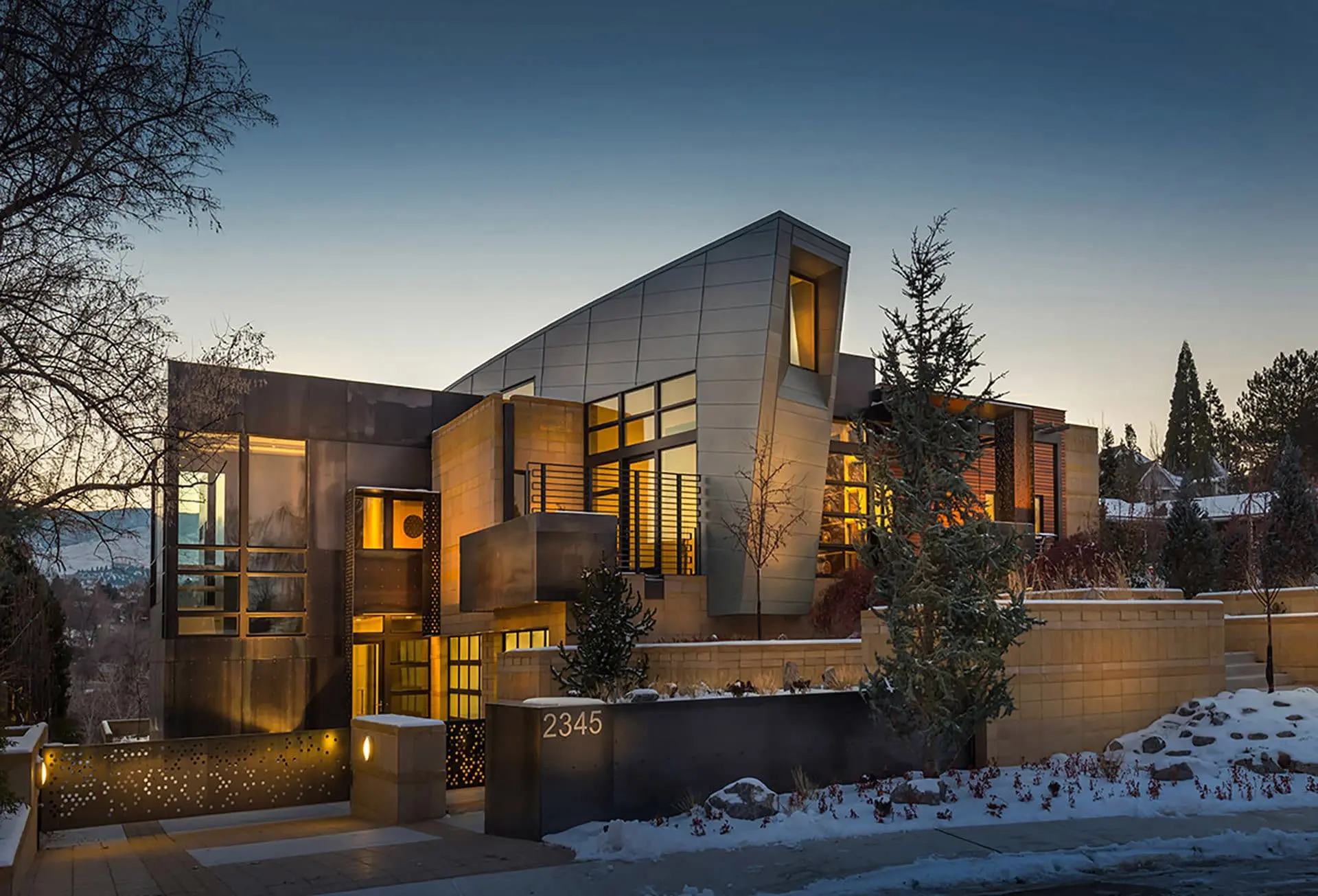 Minimal contemporary architecture with dramatic natural light