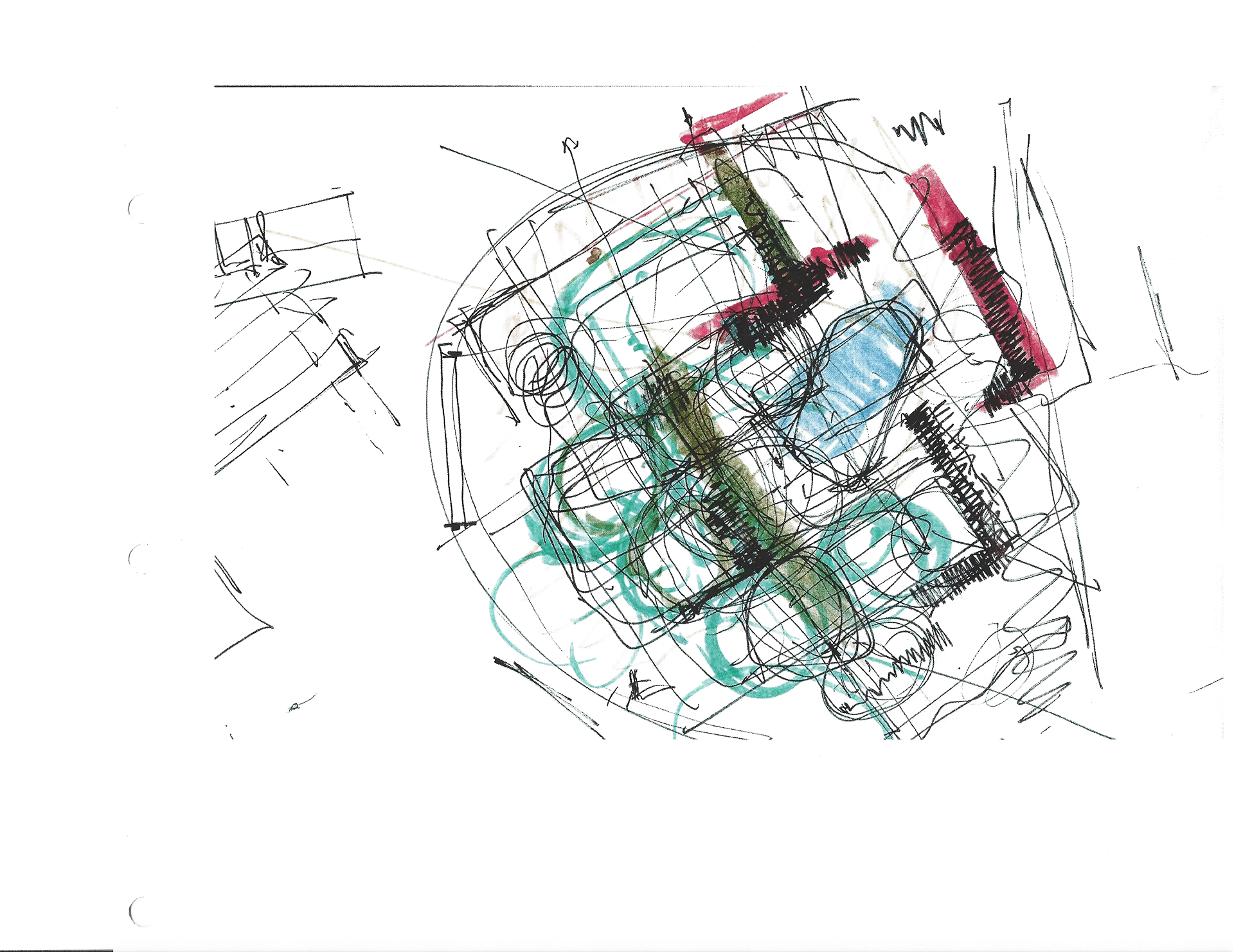 Colored concept sketch of the house plan and site