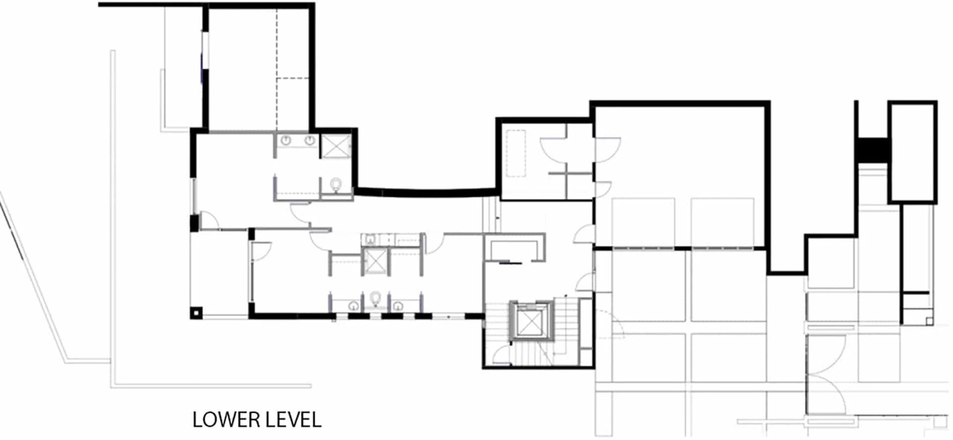 Lower level floor plan of the 2345 House