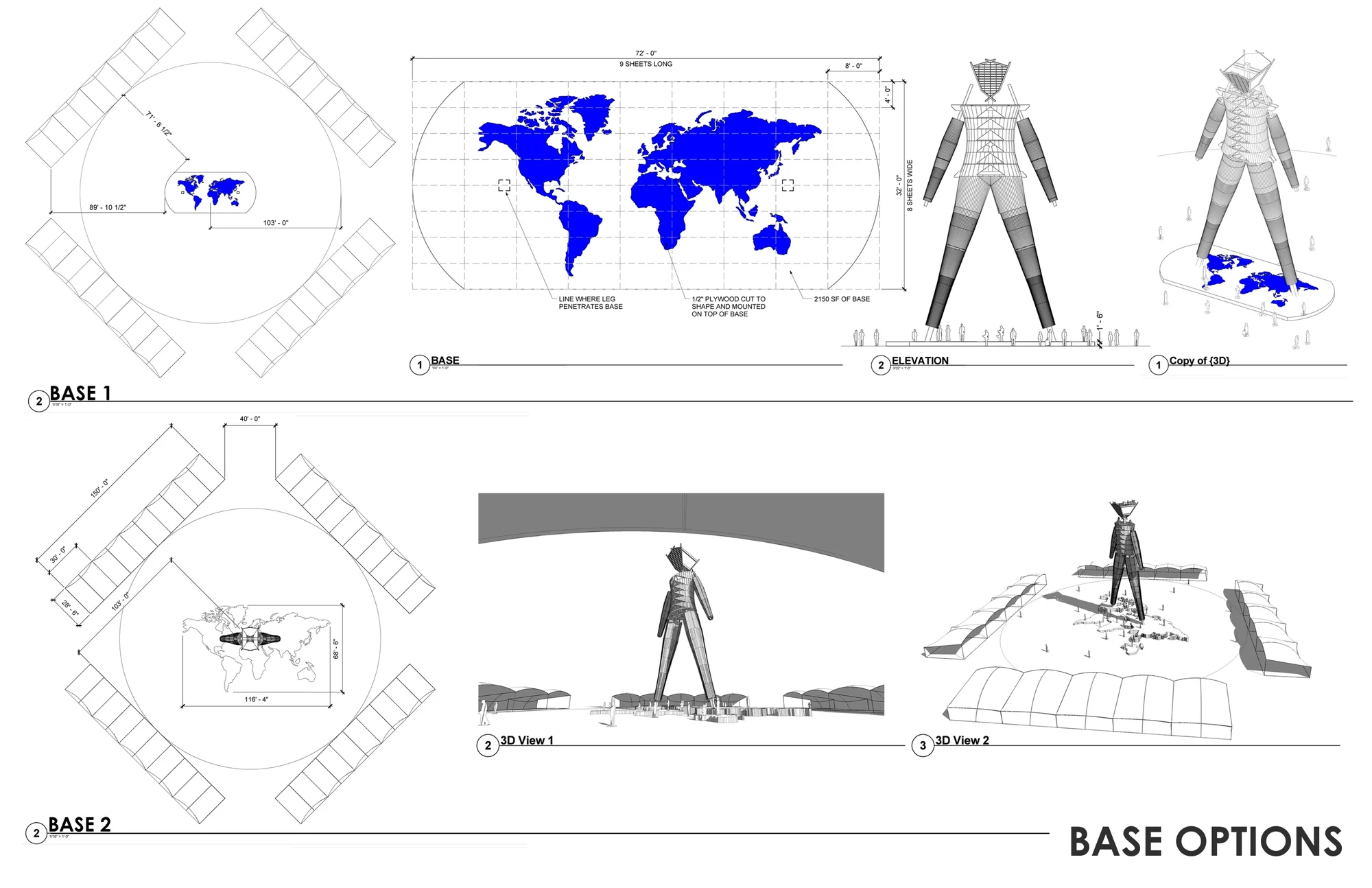 Studies of two base options for the Man