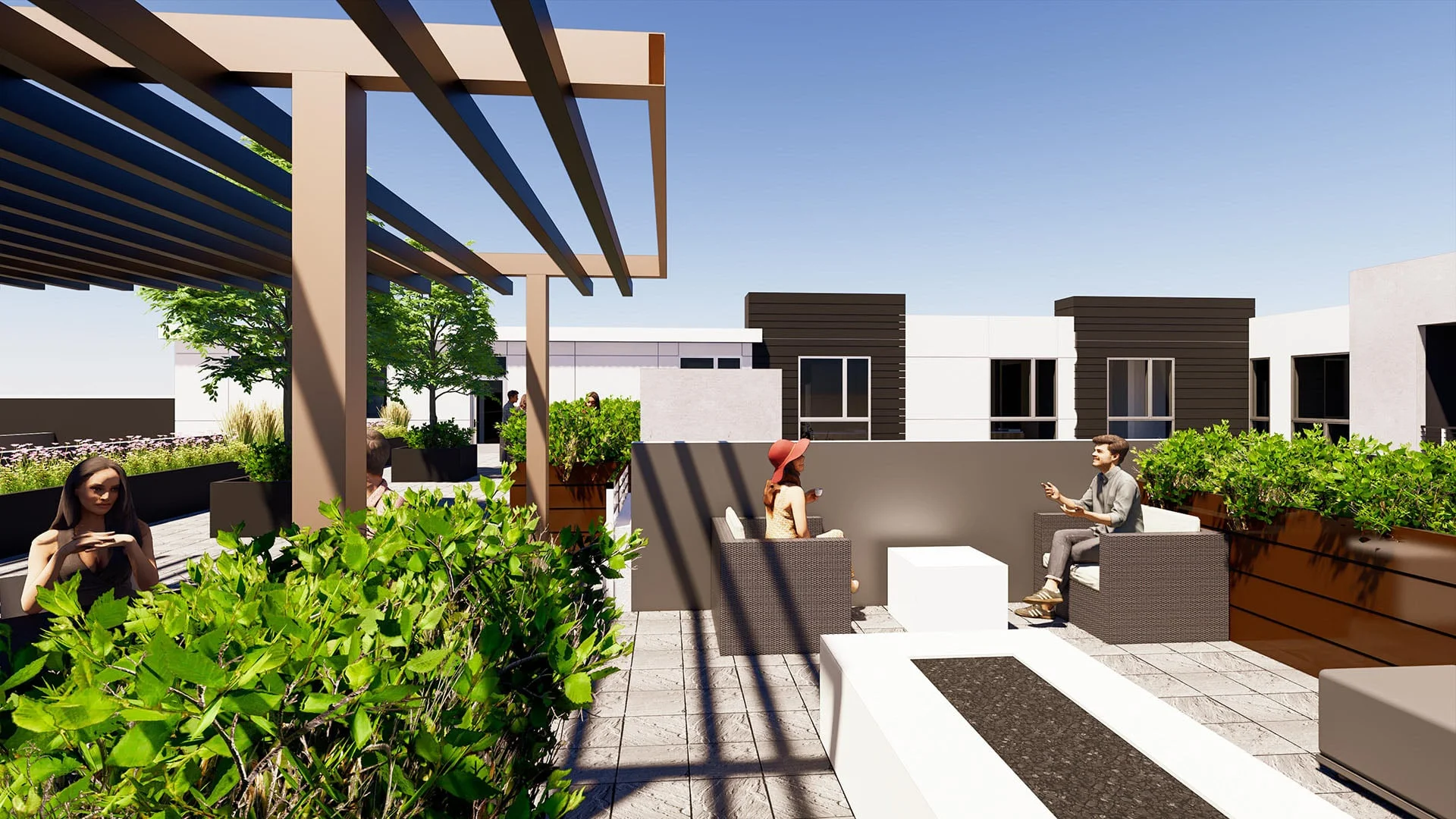 Rendering of the rooftop resident amenity deck