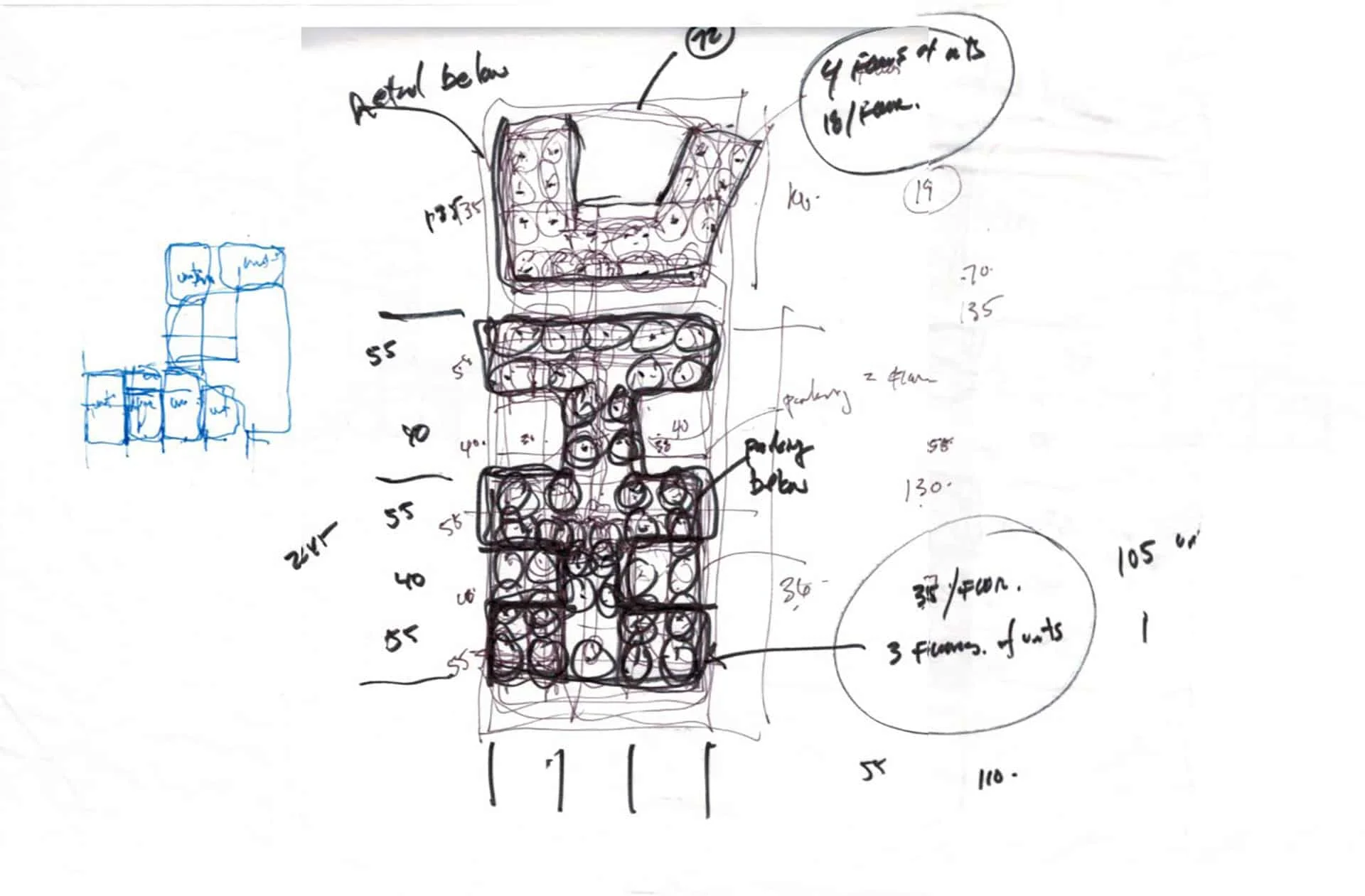 Hand-drawn plan sketch