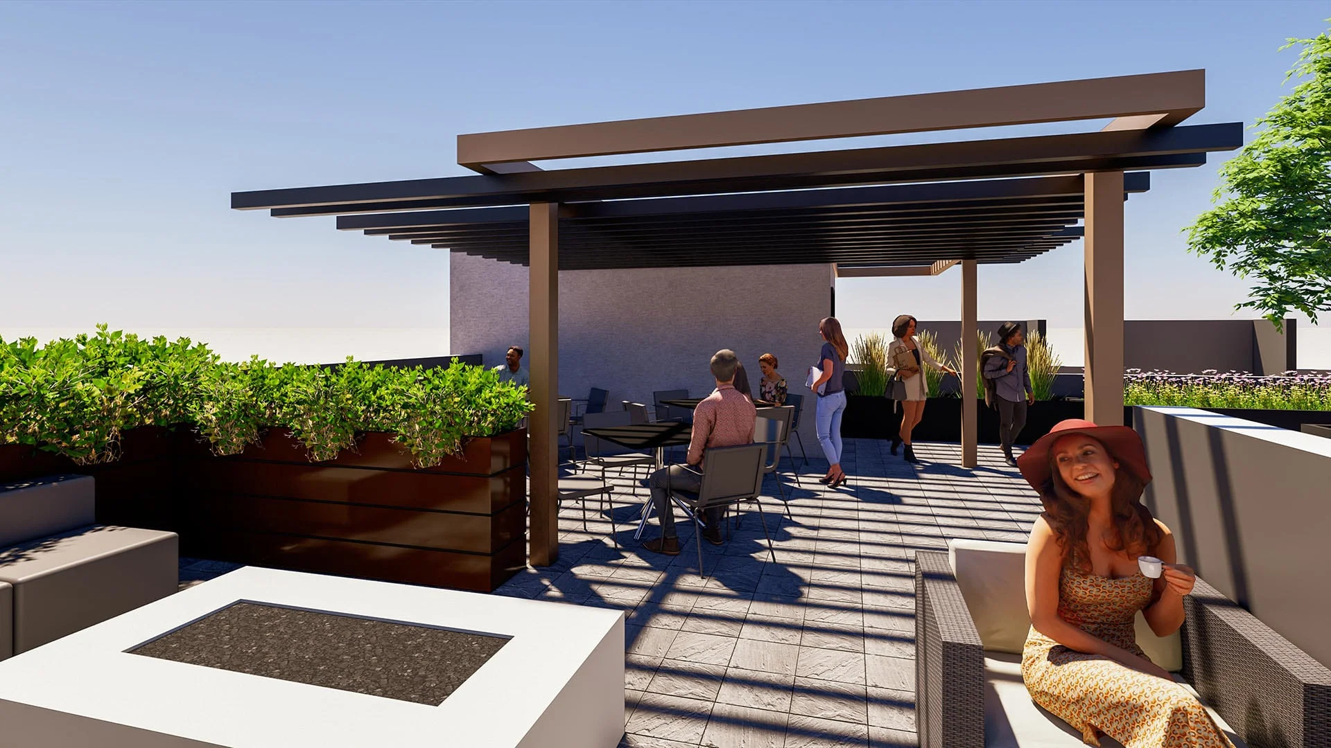 Rendering of the indoor/outdoor amenity space